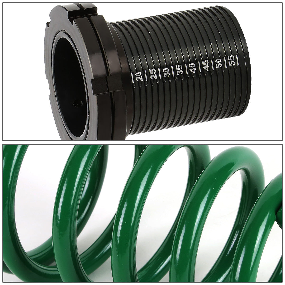 COILOVER 01-05 HONDA CIVIC - SCALE - BLACK SLEEVE / BLACK TOP / GREEN SPRING