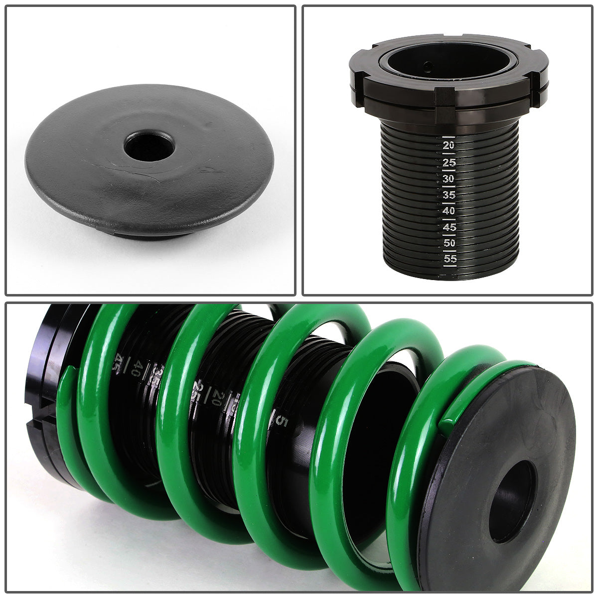 COILOVER 01-05 HONDA CIVIC - SCALE - BLACK SLEEVE / BLACK TOP / GREEN SPRING