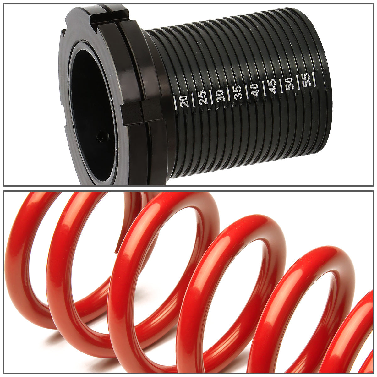 COILOVER 01-05 HONDA CIVIC - SCALE - BLACK SLEEVE / BLACK TOP / RED SPRING