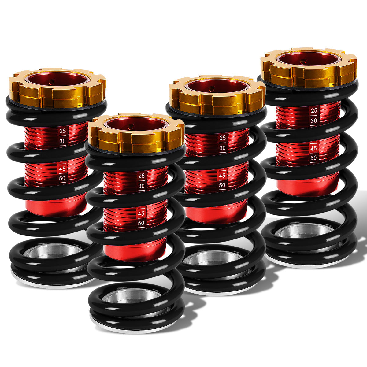 COILOVER 88-00 HONDA CIVIC / 88-91 CRX / 93-97 DEL SOL / 90-01 INTEGRA - SCALE - RED SLEEVES / GOLD TOP / BLACK SPRING