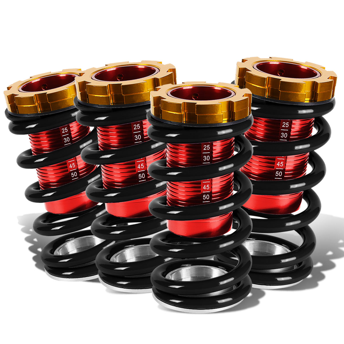 COILOVER 88-00 HONDA CIVIC / 88-91 CRX / 93-97 DEL SOL / 90-01 INTEGRA - SCALE - RED SLEEVES / GOLD TOP / BLACK SPRING