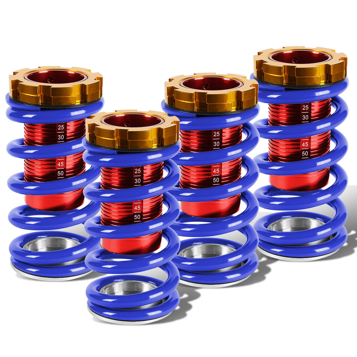 COILOVER 88-00 HONDA CIVIC / 88-91 CRX / 93-97 DEL SOL / 90-01 INTEGRA - SCALE - RED SLEEVES / GOLD TOP / BLUE SPRING