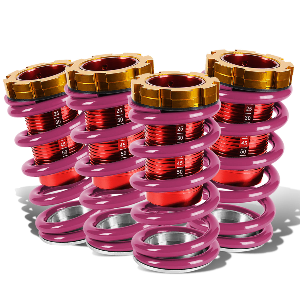 COILOVER 88-00 HONDA CIVIC / 88-91 CRX / 93-97 DEL SOL / 90-01 INTEGRA - SCALE - RED SLEEVES / GOLD TOP / PURPLE SPRING