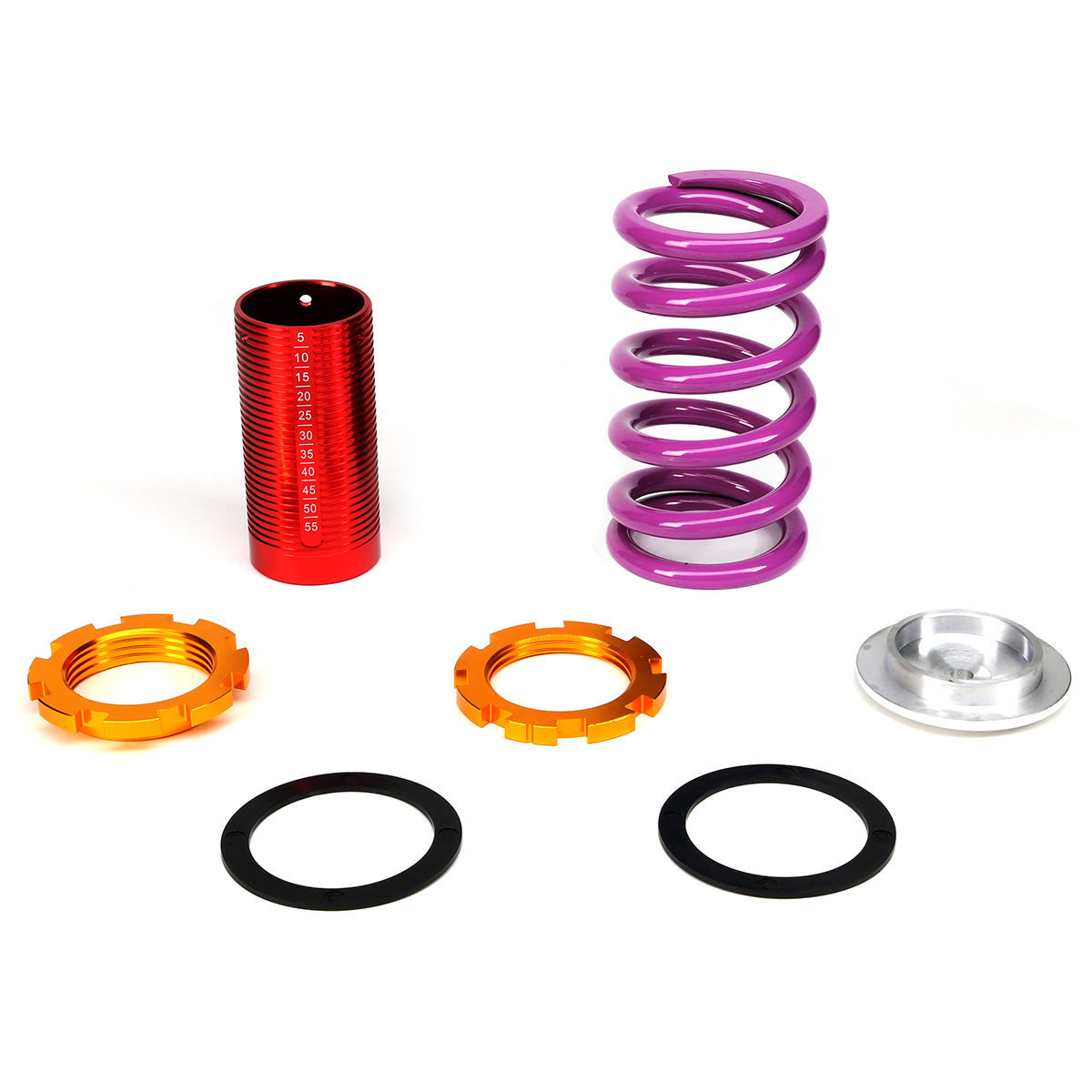 COILOVER 88-00 HONDA CIVIC / 88-91 CRX / 93-97 DEL SOL / 90-01 INTEGRA - SCALE - RED SLEEVES / GOLD TOP / PURPLE SPRING