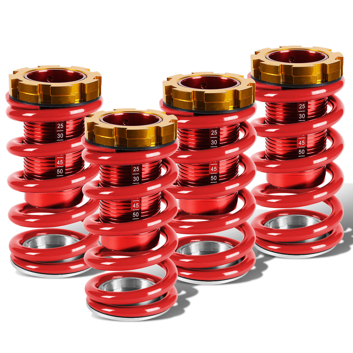 COILOVER 88-00 HONDA CIVIC / 88-91 CRX / 93-97 DEL SOL / 90-01 INTEGRA - SCALE - RED SLEEVES / GOLD TOP / RED SPRING