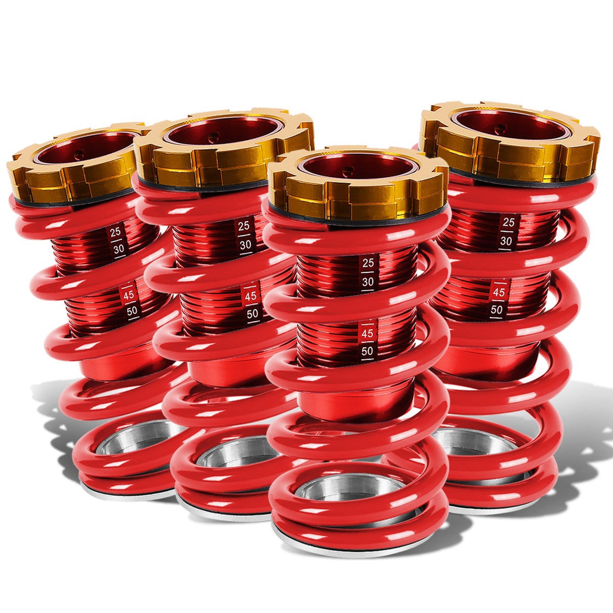 COILOVER 88-00 HONDA CIVIC / 88-91 CRX / 93-97 DEL SOL / 90-01 INTEGRA - SCALE - RED SLEEVES / GOLD TOP / RED SPRING