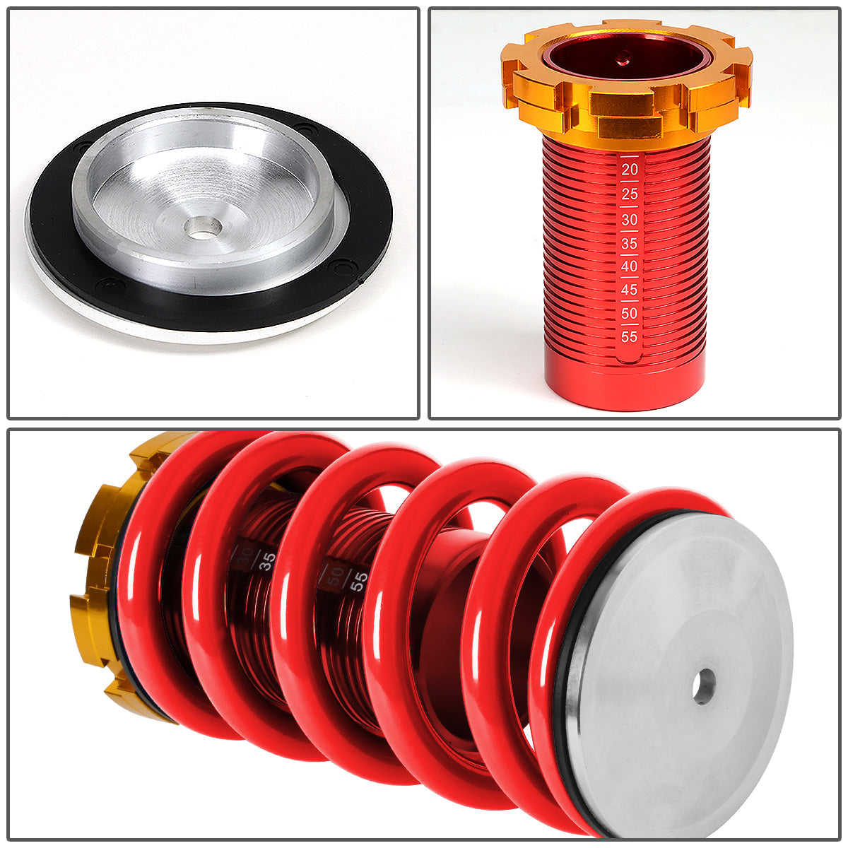 COILOVER 88-00 HONDA CIVIC / 88-91 CRX / 93-97 DEL SOL / 90-01 INTEGRA - SCALE - RED SLEEVES / GOLD TOP / RED SPRING