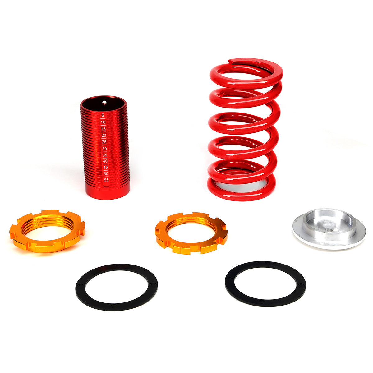 COILOVER 88-00 HONDA CIVIC / 88-91 CRX / 93-97 DEL SOL / 90-01 INTEGRA - SCALE - RED SLEEVES / GOLD TOP / RED SPRING