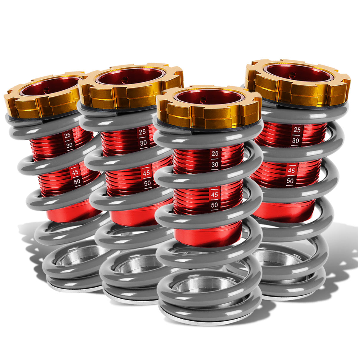 COILOVER 88-00 HONDA CIVIC / 88-91 CRX / 93-97 DEL SOL / 90-01 INTEGRA - SCALE - RED SLEEVES / GOLD TOP / SILVER SPRING