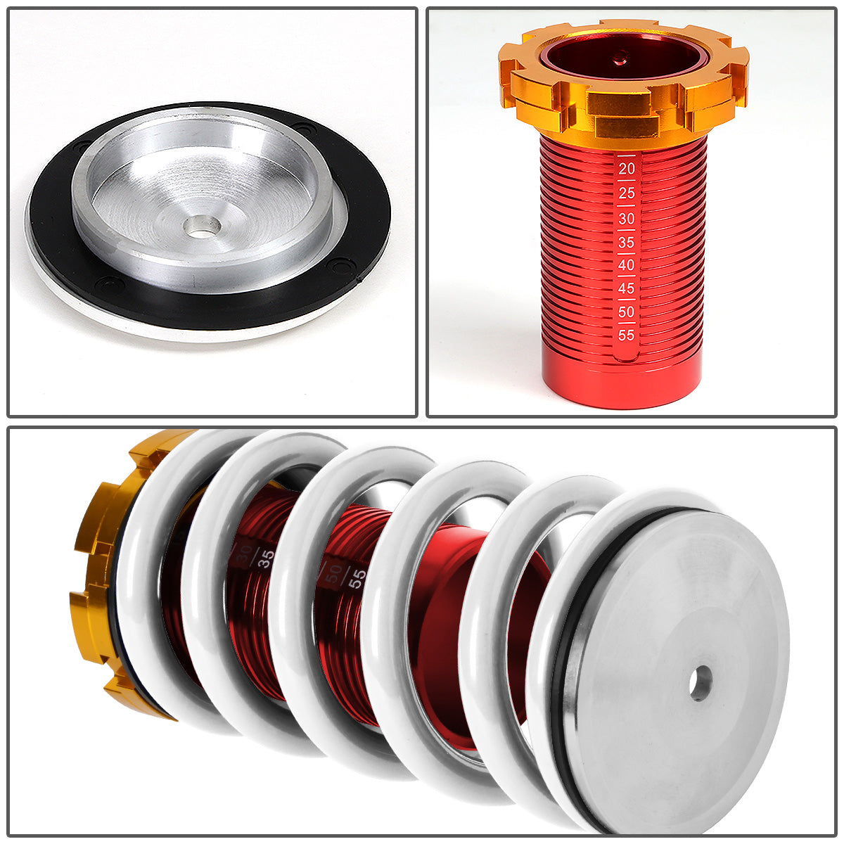 COILOVER 88-00 HONDA CIVIC / 88-91 CRX / 93-97 DEL SOL / 90-01 INTEGRA - SCALE - RED SLEEVES / GOLD TOP / WHITE SPRING