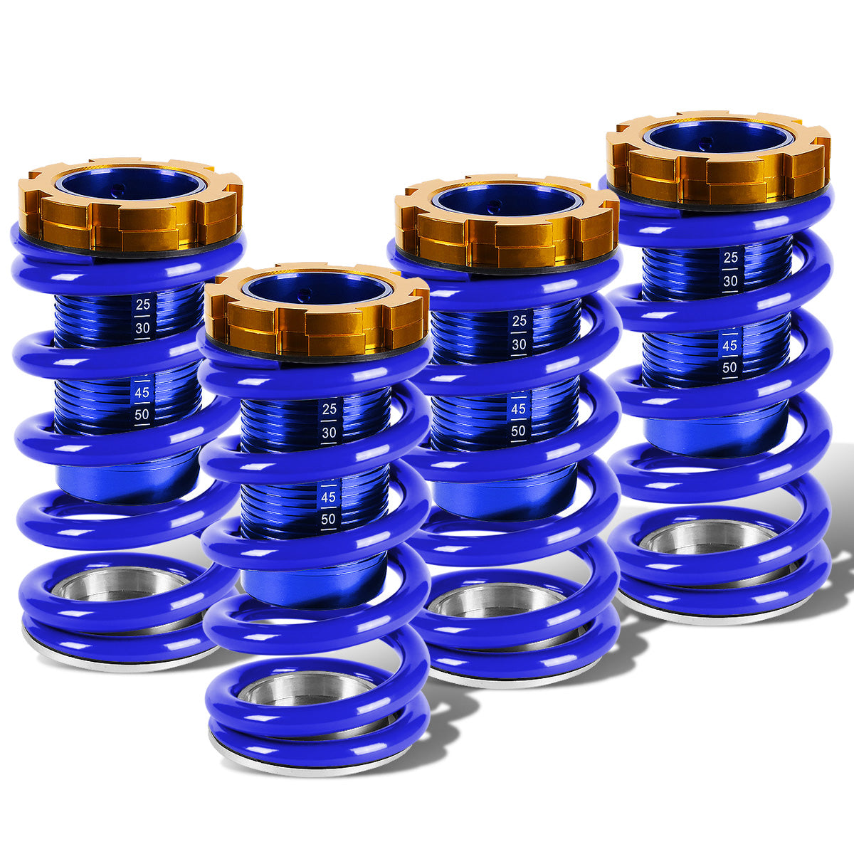 COILOVER 88-00 HONDA CIVIC / 88-91 CRX / 93-97 DEL SOL / 90-01 INTEGRA  - SCALE - BLUE SLEEVES / GOLD TOP / BLUE SPRING