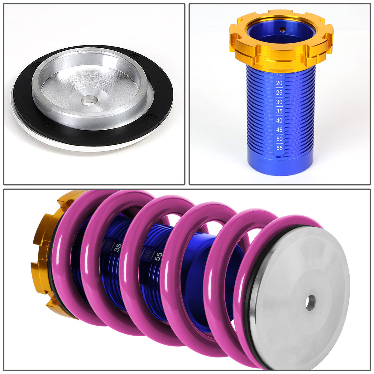 COILOVER 88-00 HONDA CIVIC / 88-91 CRX / 93-97 DEL SOL / 90-01 INTEGRA - SCALE - BLUE SLEEVES / GOLD TOP / PURPLE SPRING
