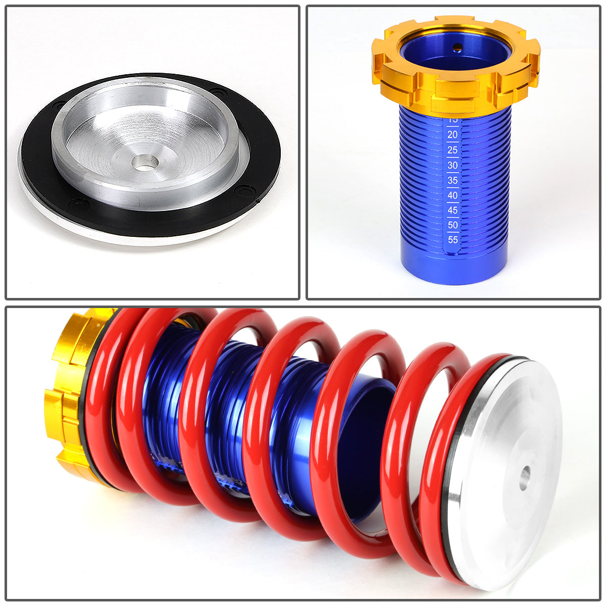 COILOVER 88-00 HONDA CIVIC / 88-91 CRX / 93-97 DEL SOL / 90-01 INTEGRA - SCALE - BLUE SLEEVES / GOLD TOP / RED SPRING
