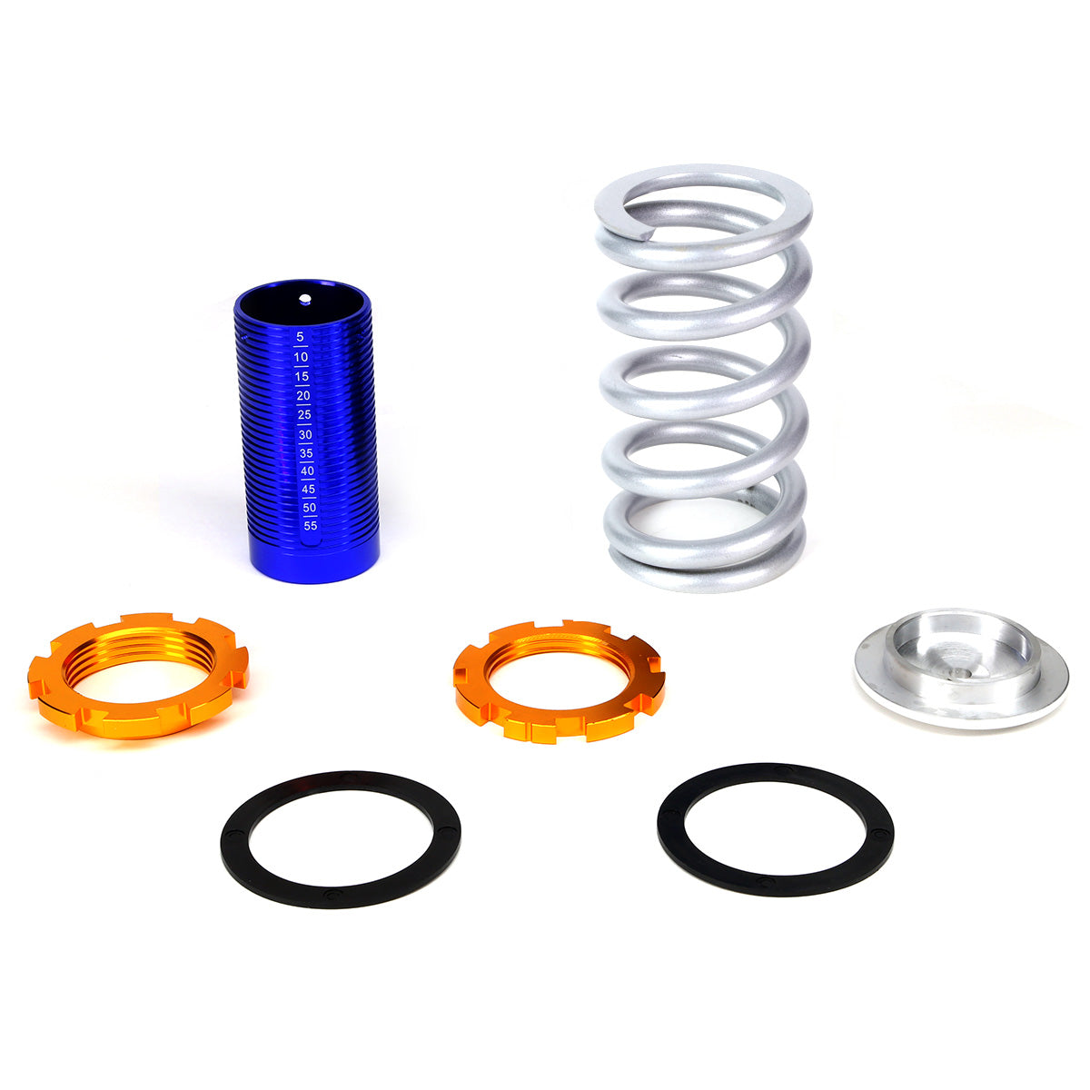 COILOVER 88-00 HONDA CIVIC / 88-91 CRX / 93-97 DEL SOL / 90-01 INTEGRA - SCALE - BLUE SLEEVES / GOLD TOP / SILVER SPRING