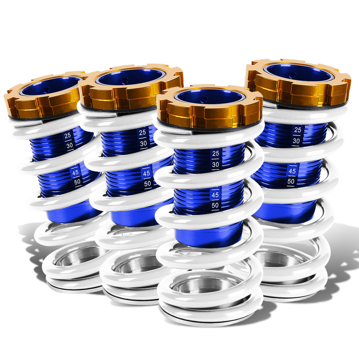 COILOVER 88-00 HONDA CIVIC / 88-91 CRX / 93-97 DEL SOL / 90-01 INTEGRA - SCALE - BLUE SLEEVES / GOLD TOP / WHITE SPRING