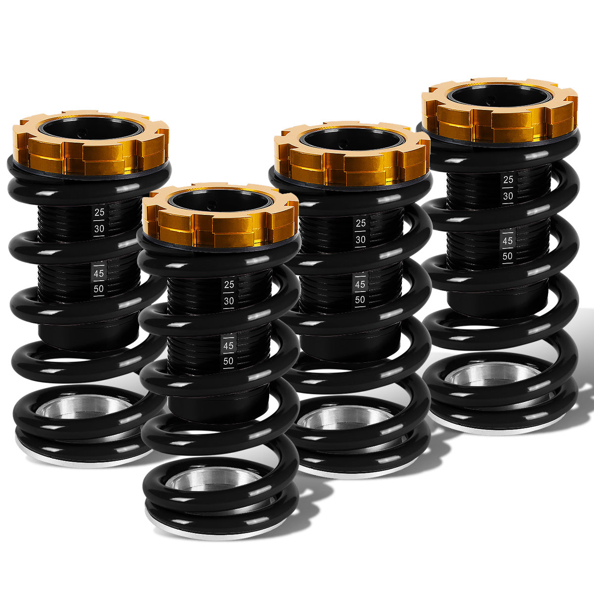 COILOVER 88-00 HONDA CIVIC / 88-91 CRX / 93-97 DEL SOL / 90-01 INTEGRA - SCALE - BLACK SLEEVES / GOLD TOP / BLACK SPRING