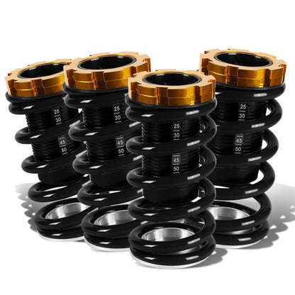COILOVER 88-00 HONDA CIVIC / 88-91 CRX / 93-97 DEL SOL / 90-01 INTEGRA - SCALE - BLACK SLEEVES / GOLD TOP / BLACK SPRING