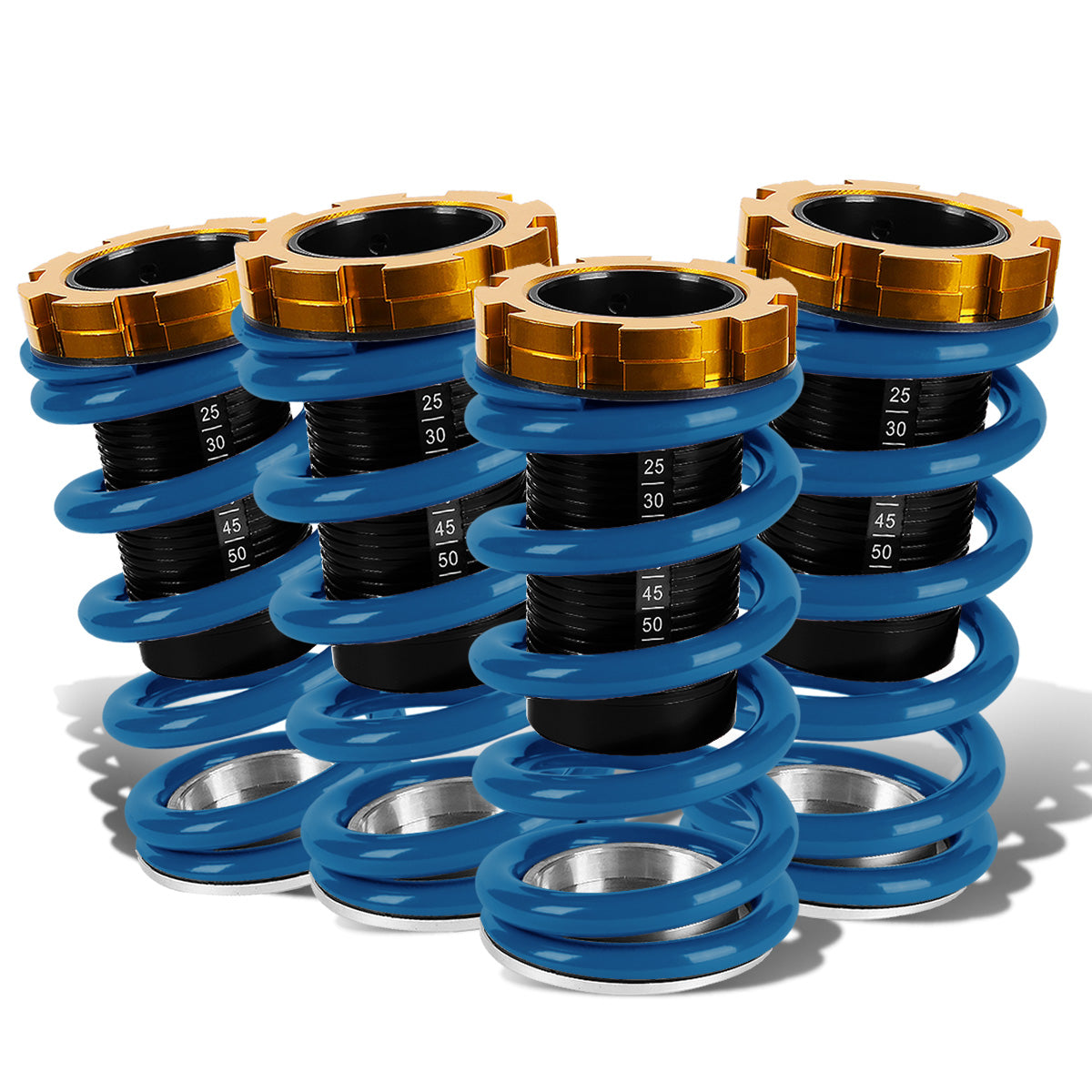 COILOVER 88-00 HONDA CIVIC / 88-91 CRX / 93-97 DEL SOL / 90-01 INTEGRA - SCALE - BLACK SLEEVES / GOLD TOP / BLUE SPRING