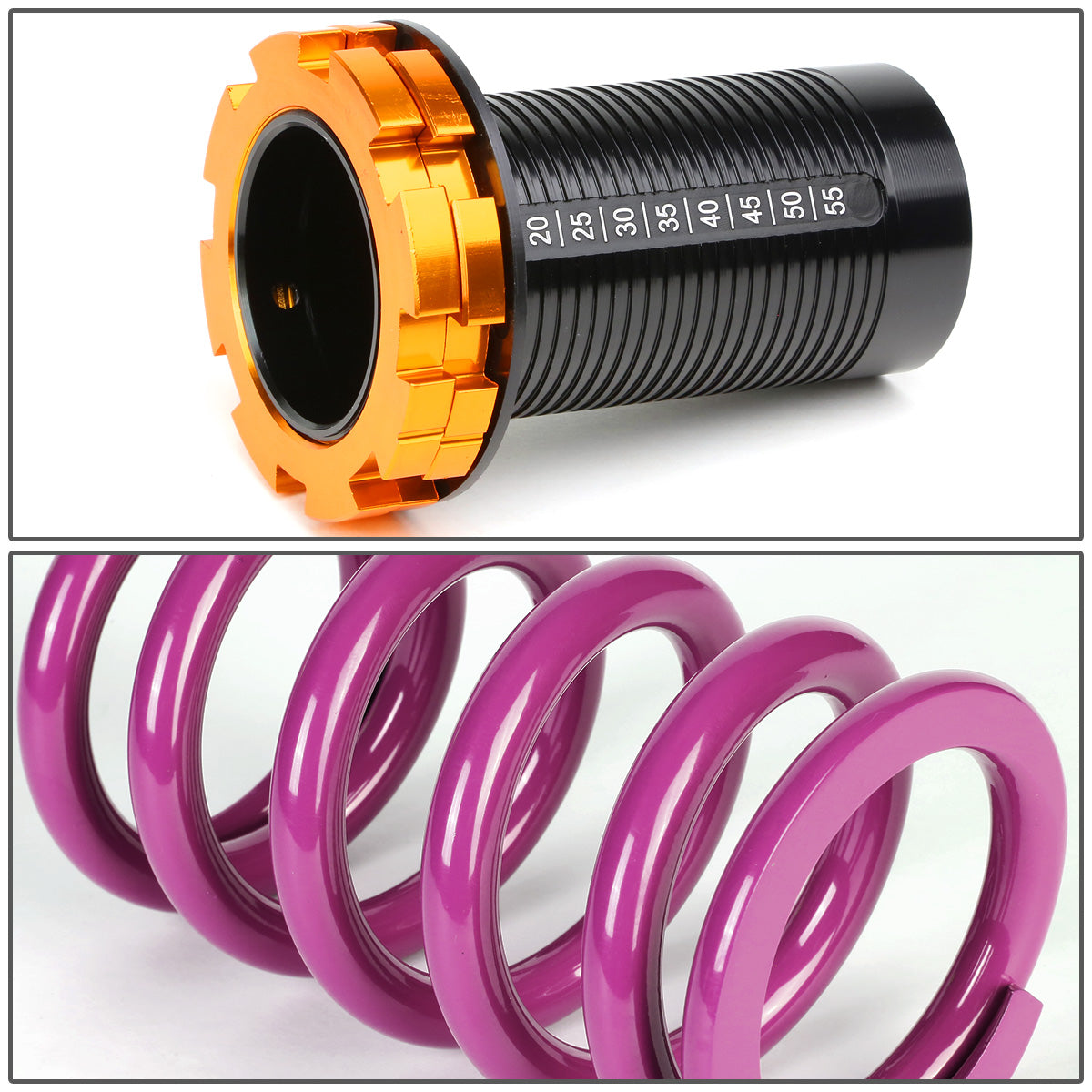 COILOVER 88-00 HONDA CIVIC / 88-91 CRX / 93-97 DEL SOL / 90-01 INTEGRA - SCALE - BLACK SLEEVES / GOLD TOP / PURPLE SPRING