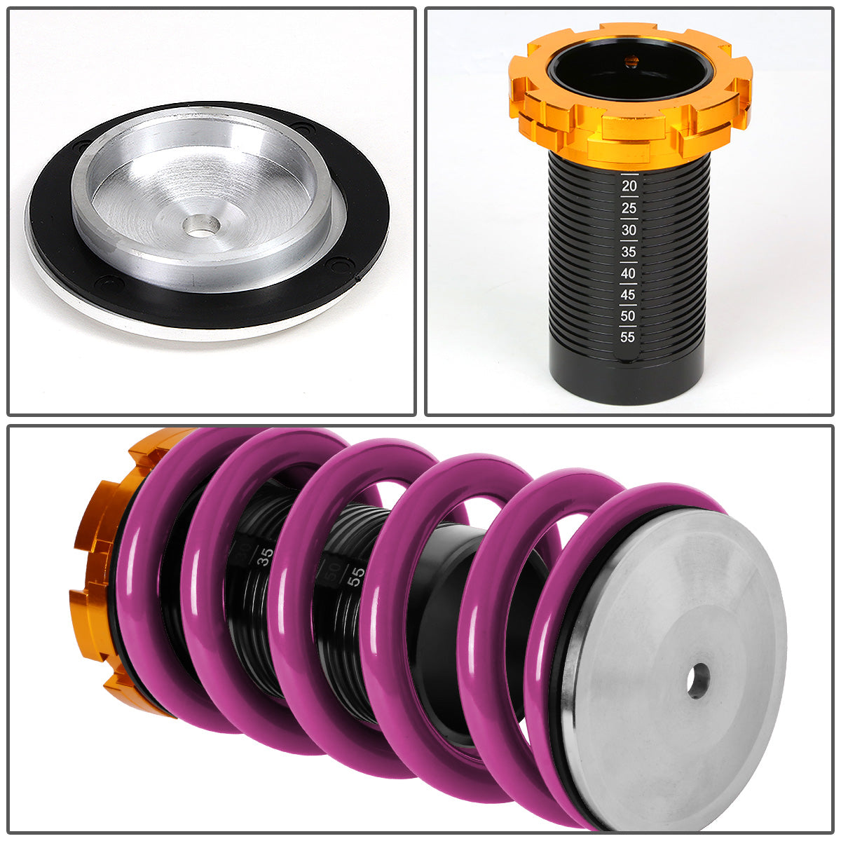COILOVER 88-00 HONDA CIVIC / 88-91 CRX / 93-97 DEL SOL / 90-01 INTEGRA - SCALE - BLACK SLEEVES / GOLD TOP / PURPLE SPRING