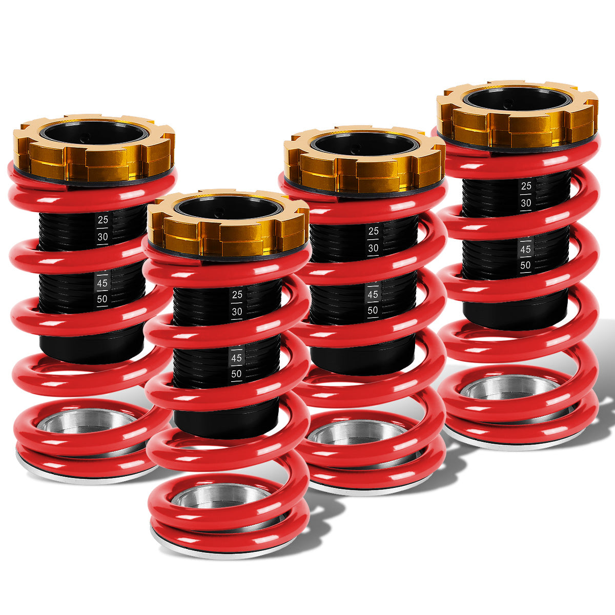 COILOVER 88-00 HONDA CIVIC / 88-91 CRX / 93-97 DEL SOL / 90-01 INTEGRA - SCALE - BLACK SLEEVES / GOLD TOP / RED SPRING