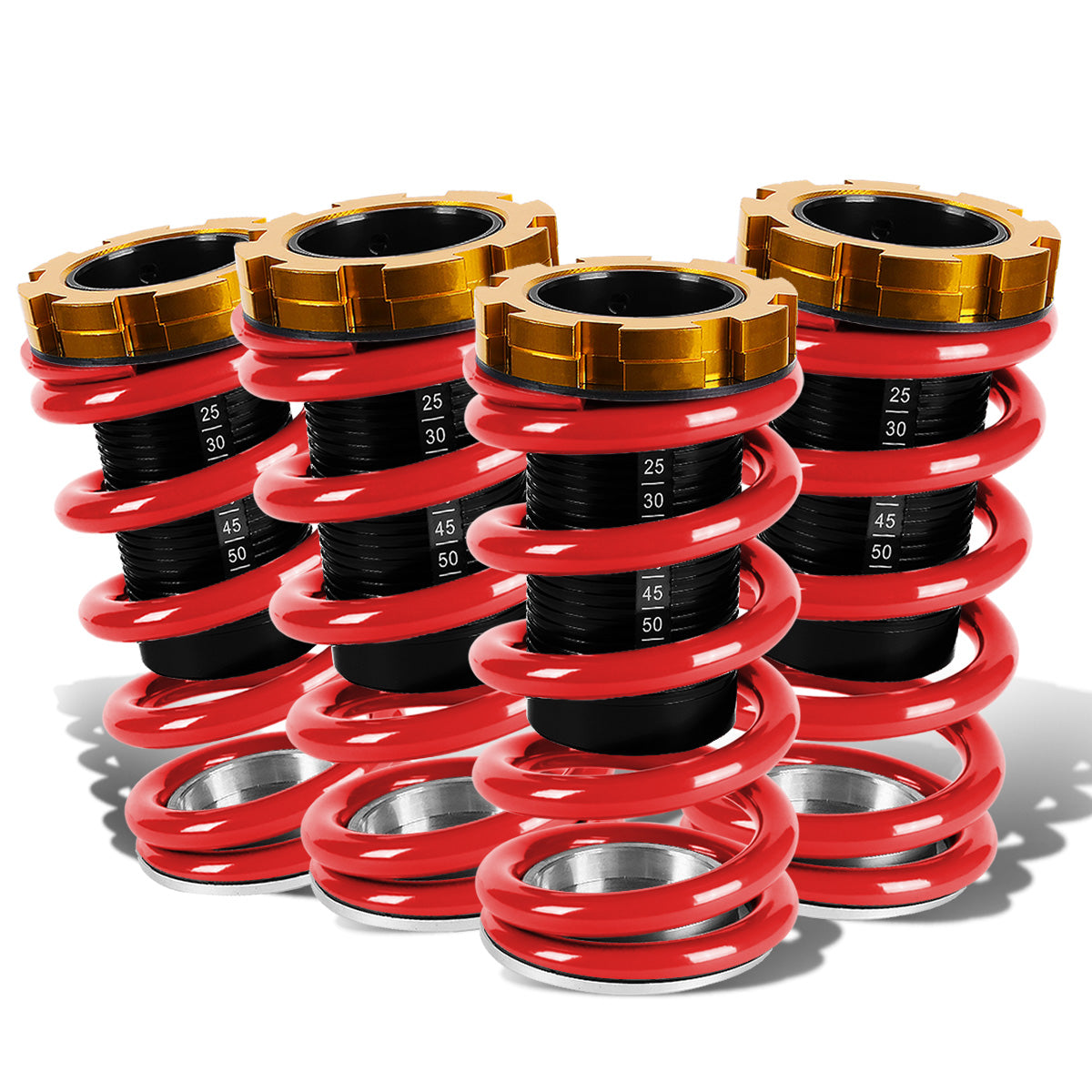 COILOVER 88-00 HONDA CIVIC / 88-91 CRX / 93-97 DEL SOL / 90-01 INTEGRA - SCALE - BLACK SLEEVES / GOLD TOP / RED SPRING