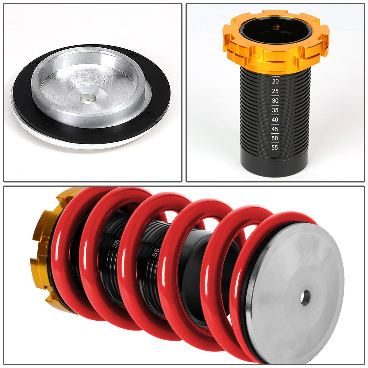 COILOVER 88-00 HONDA CIVIC / 88-91 CRX / 93-97 DEL SOL / 90-01 INTEGRA - SCALE - BLACK SLEEVES / GOLD TOP / RED SPRING