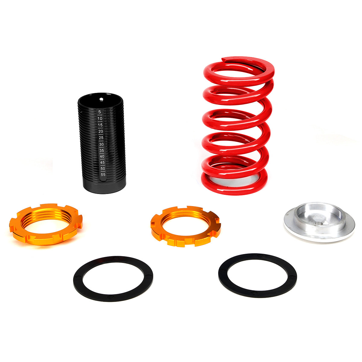 COILOVER 88-00 HONDA CIVIC / 88-91 CRX / 93-97 DEL SOL / 90-01 INTEGRA - SCALE - BLACK SLEEVES / GOLD TOP / RED SPRING