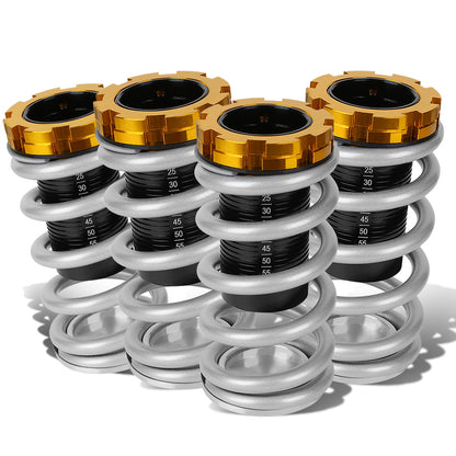 COILOVER 88-00 HONDA CIVIC / 88-91 CRX / 93-97 DEL SOL / 90-01 INTEGRA - SCALE - BLACK SLEEVES / GOLD TOP / SILVER SPRING
