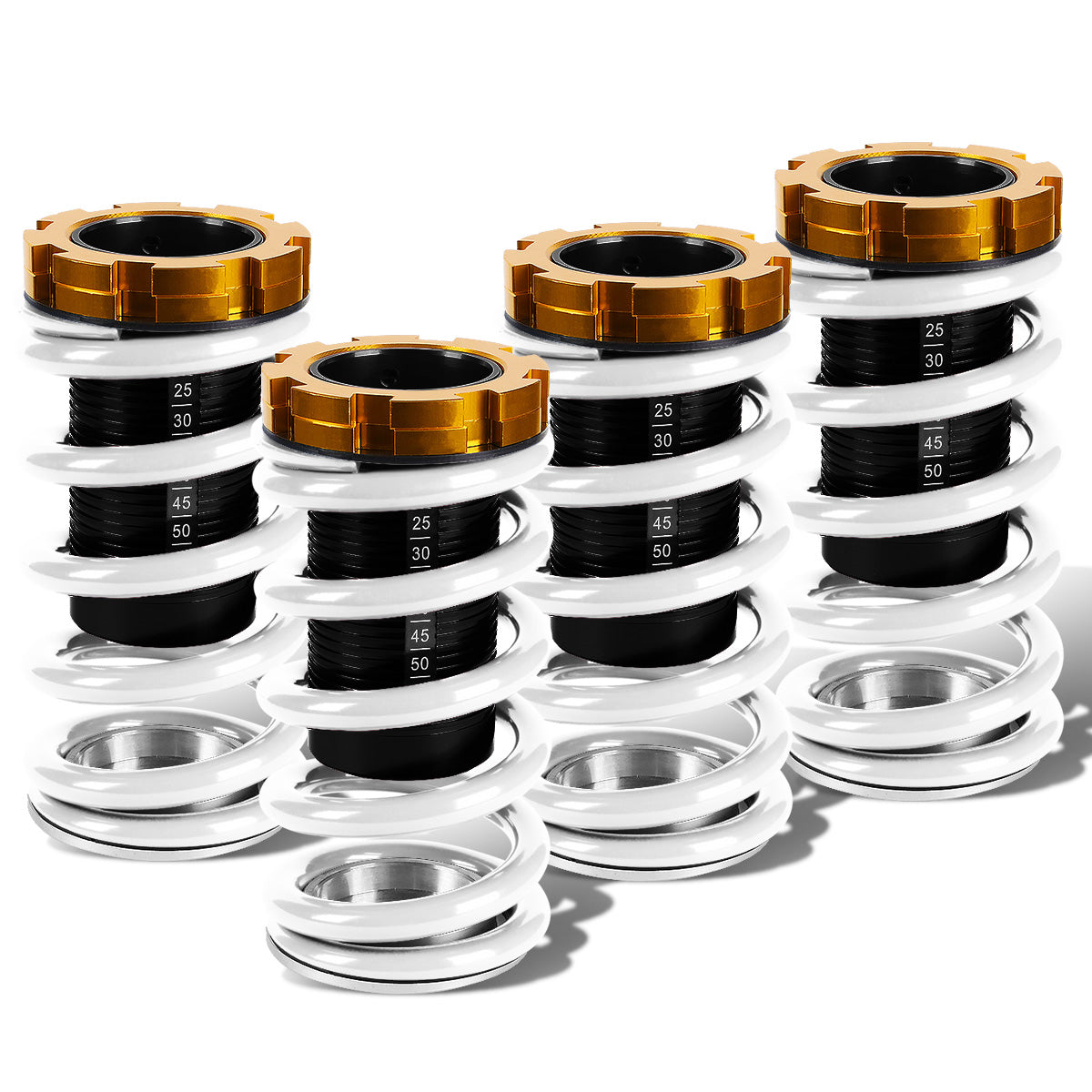 COILOVER 88-00 HONDA CIVIC / 88-91 CRX / 93-97 DEL SOL / 90-01 INTEGRA - SCALE - BLACK SLEEVES / GOLD TOP / WHITE SPRING