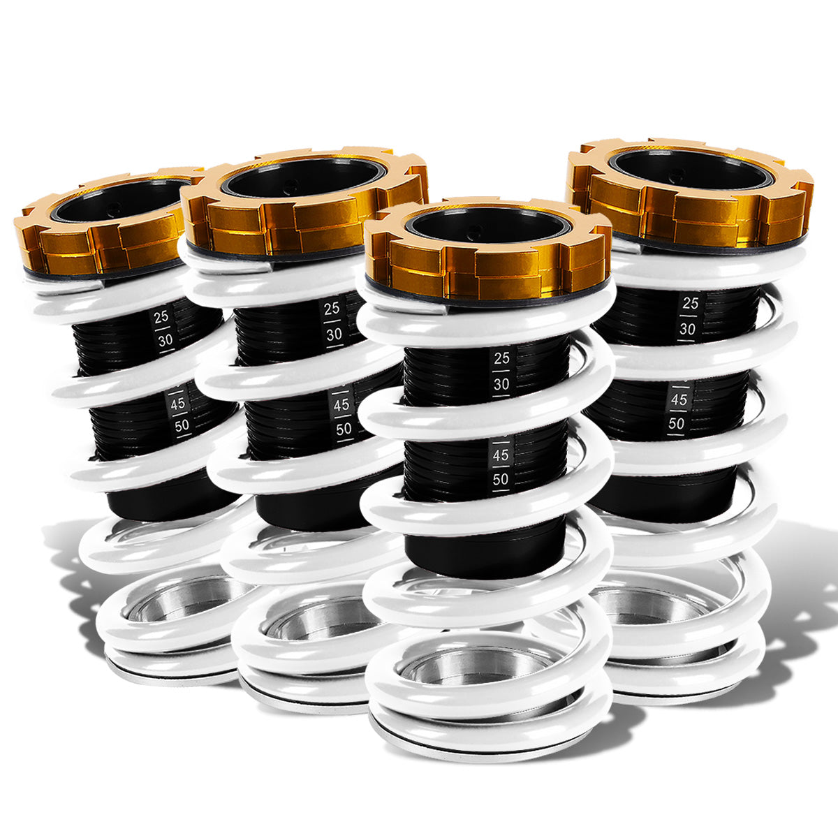 COILOVER 88-00 HONDA CIVIC / 88-91 CRX / 93-97 DEL SOL / 90-01 INTEGRA - SCALE - BLACK SLEEVES / GOLD TOP / WHITE SPRING