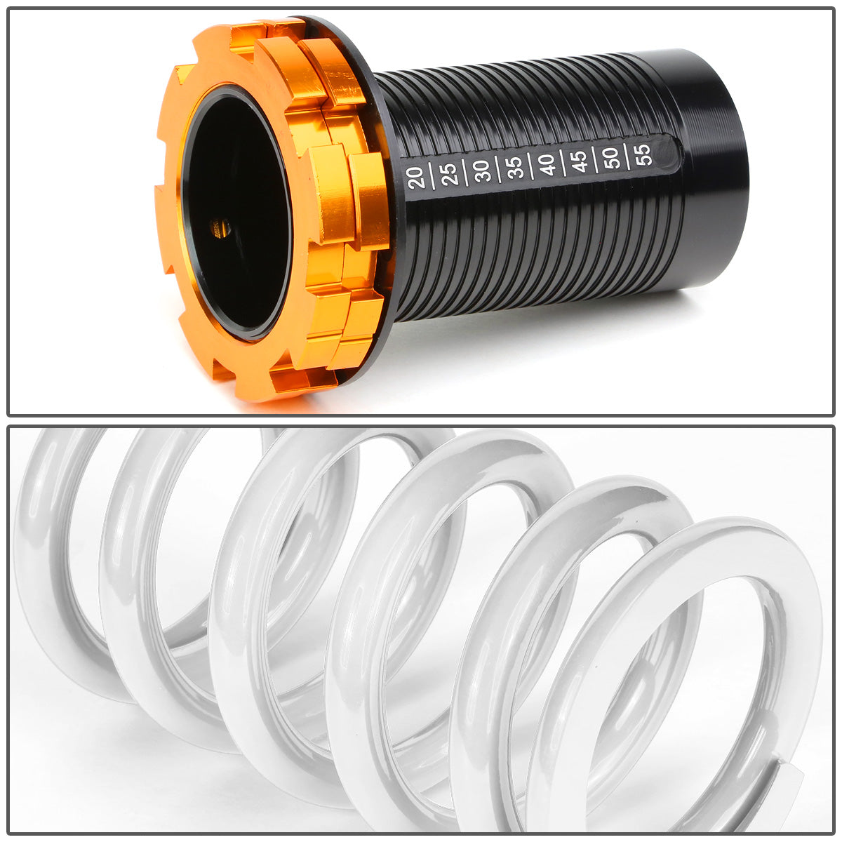 COILOVER 88-00 HONDA CIVIC / 88-91 CRX / 93-97 DEL SOL / 90-01 INTEGRA - SCALE - BLACK SLEEVES / GOLD TOP / WHITE SPRING