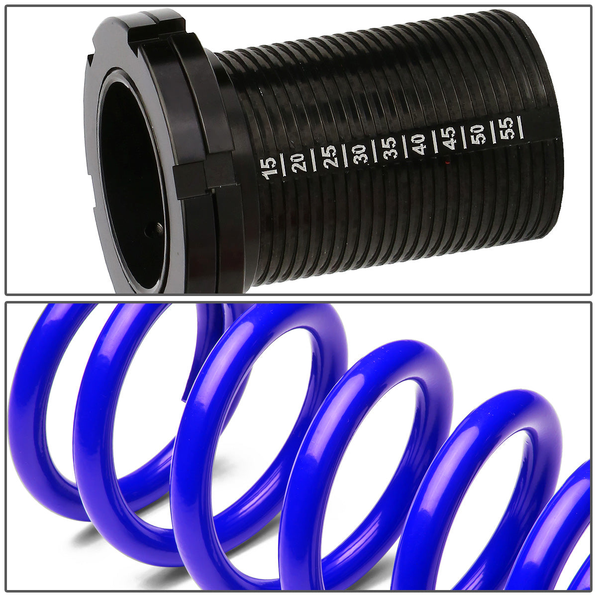 COILOVER 88-00 HONDA CIVIC / 88-91 CRX / 93-97 DEL SOL / 90-01 INTEGRA - SCALE - BLACK SLEEVES / BLACK TOP / BLUE SPRING