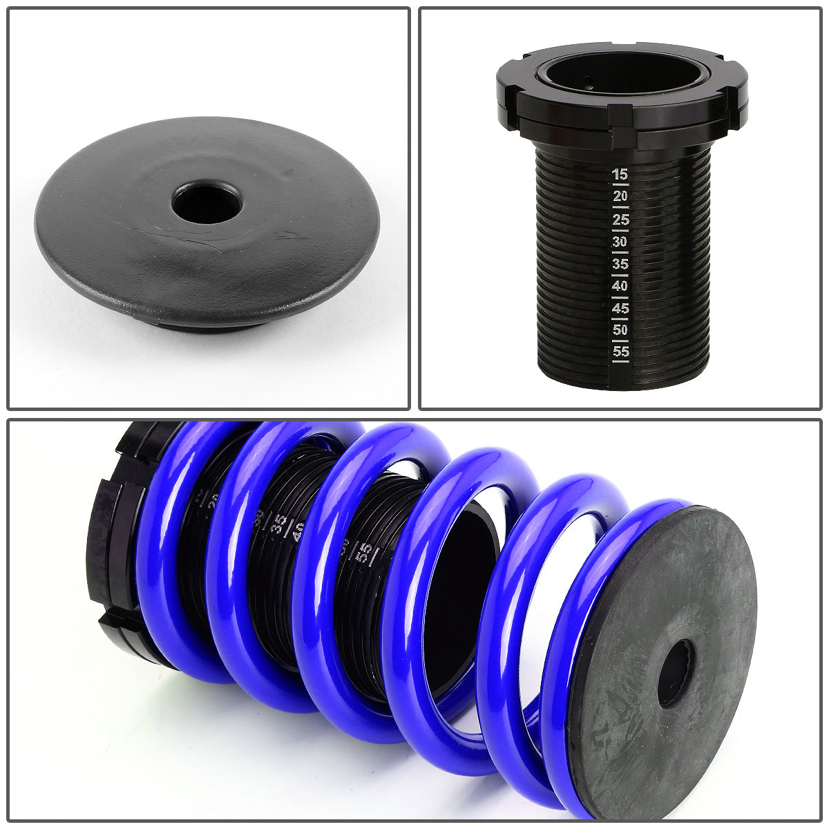 COILOVER 88-00 HONDA CIVIC / 88-91 CRX / 93-97 DEL SOL / 90-01 INTEGRA - SCALE - BLACK SLEEVES / BLACK TOP / BLUE SPRING