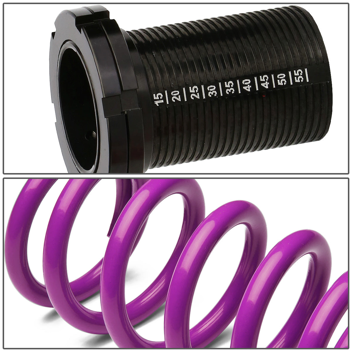 COILOVER 88-00 HONDA CIVIC / 88-91 CRX / 93-97 DEL SOL / 90-01 INTEGRA - SCALE - BLACK SLEEVES / BLACK TOP / PURPLE SPRING