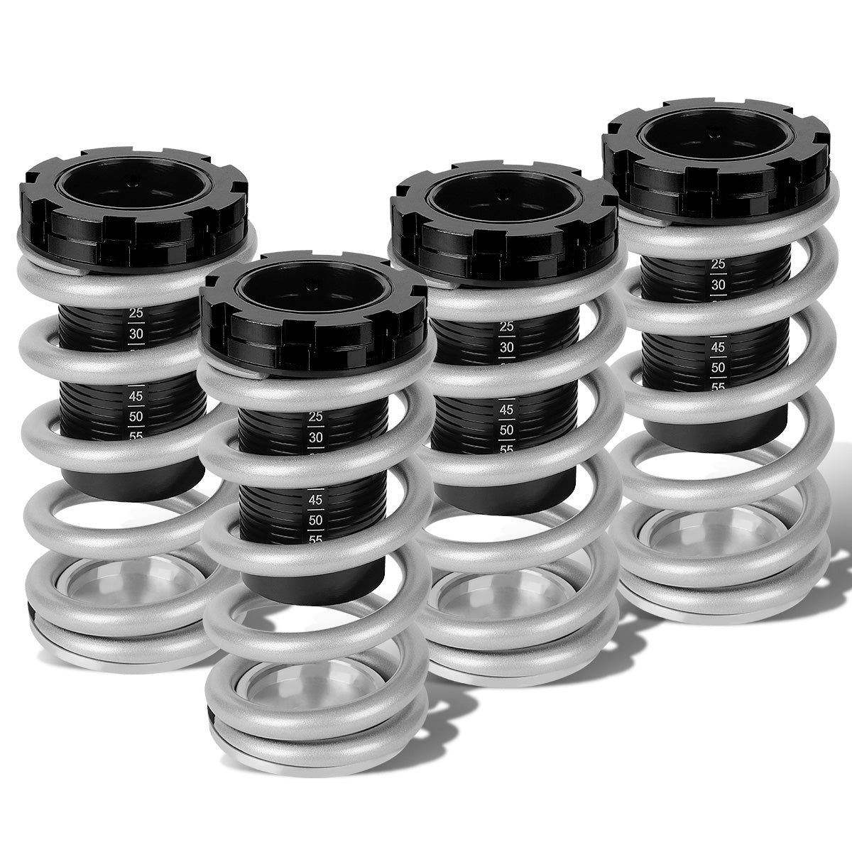 COILOVER 88-00 HONDA CIVIC / 88-91 CRX / 93-97 DEL SOL / 90-01 INTEGRA - SCALE - BLACK SLEEVES / BLACK TOP / SILVER SPRING