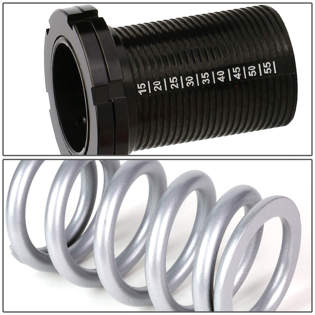 COILOVER 88-00 HONDA CIVIC / 88-91 CRX / 93-97 DEL SOL / 90-01 INTEGRA - SCALE - BLACK SLEEVES / BLACK TOP / SILVER SPRING