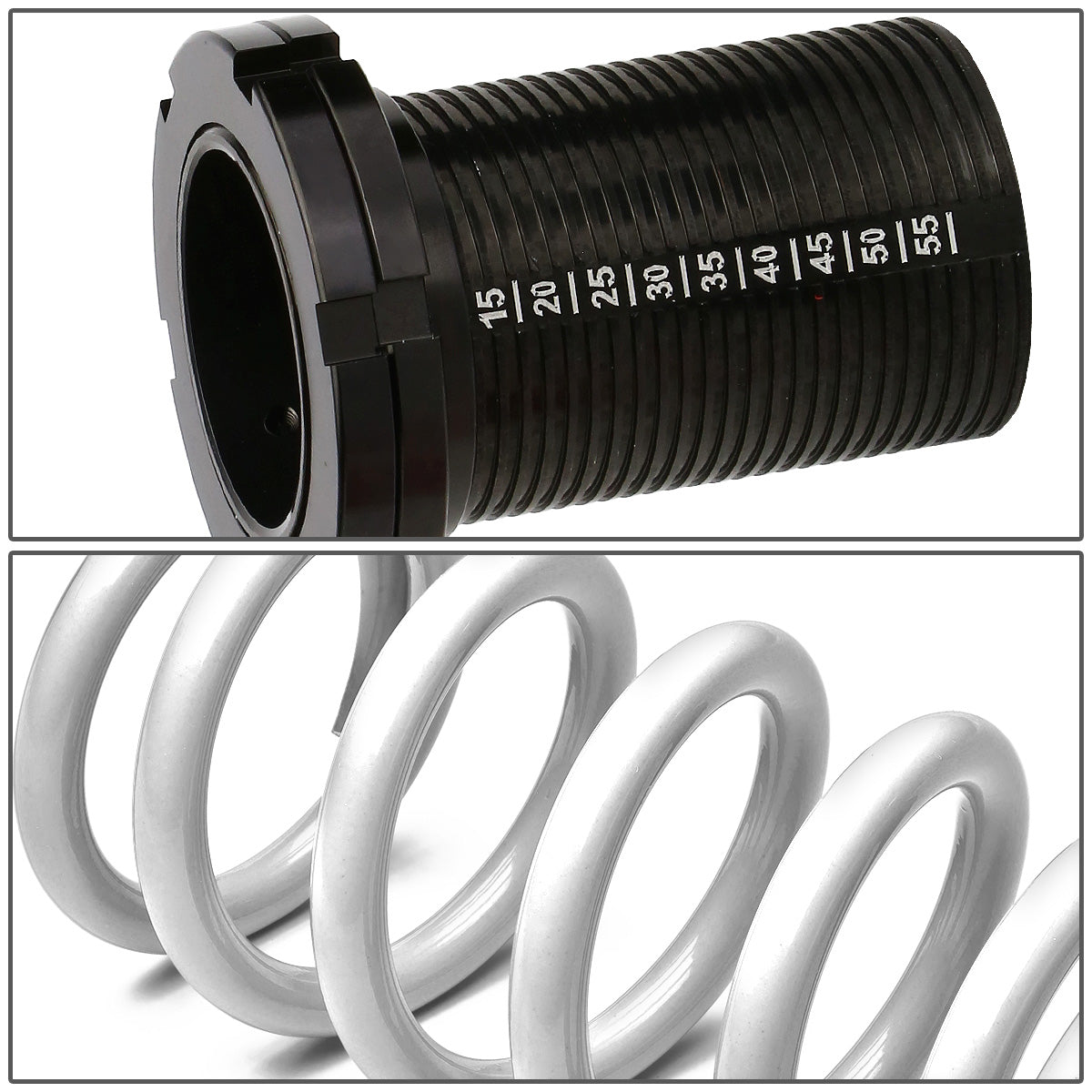 COILOVER 88-00 HONDA CIVIC / 88-91 CRX / 93-97 DEL SOL / 90-01 INTEGRA - SCALE - BLACK SLEEVES / BLACK TOP / WHITE SPRING