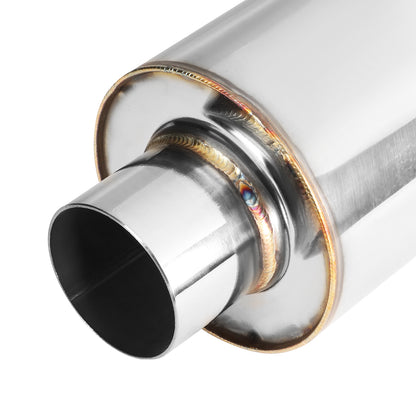 MOFLES RACING MUFFLER - TIP DIAMETER: 3.0"
TIP LENGTH: 3.5"
INLET DIAMETER: 2.0"
INLET LENGTH: 1.77"
BODY DIAMETER: 4.0"
BODY LENGTH: 9.2"
TOTAL LENGTH: 14.7" STRIGHT CUT / BURN TIP