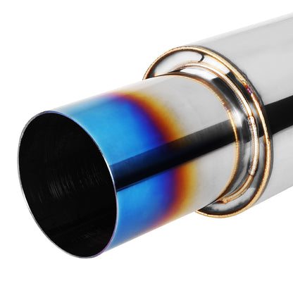 MOFLES RACING MUFFLER - TIP DIAMETER: 3.0"
TIP LENGTH: 3.5"
INLET DIAMETER: 2.0"
INLET LENGTH: 1.77"
BODY DIAMETER: 4.0"
BODY LENGTH: 9.2"
TOTAL LENGTH: 14.7" ROUND CUT / BURN TIP