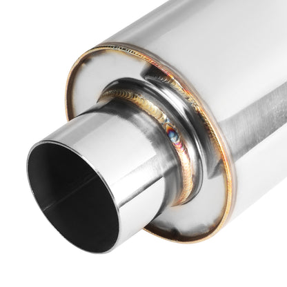 MOFLES RACING MUFFLER - TIP DIAMETER: 3.0"
TIP LENGTH: 3.5"
INLET DIAMETER: 2.25"
INLET LENGTH: 1.77"
BODY DIAMETER: 4.0"
BODY LENGTH: 9.2"
TOTAL LENGTH: 14.7" STRIGHT CUT / BURN TIP