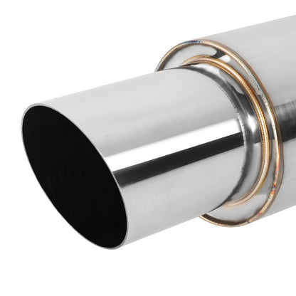 MOFLES RACING MUFFLER - TIP DIAMETER: 3.0"
TIP LENGTH: 3.5"
INLET DIAMETER: 2.25"
INLET LENGTH: 1.77"
BODY DIAMETER: 4.0"
BODY LENGTH: 9.2"
TOTAL LENGTH: 14.7" STRIGHT CUT /POLISHING