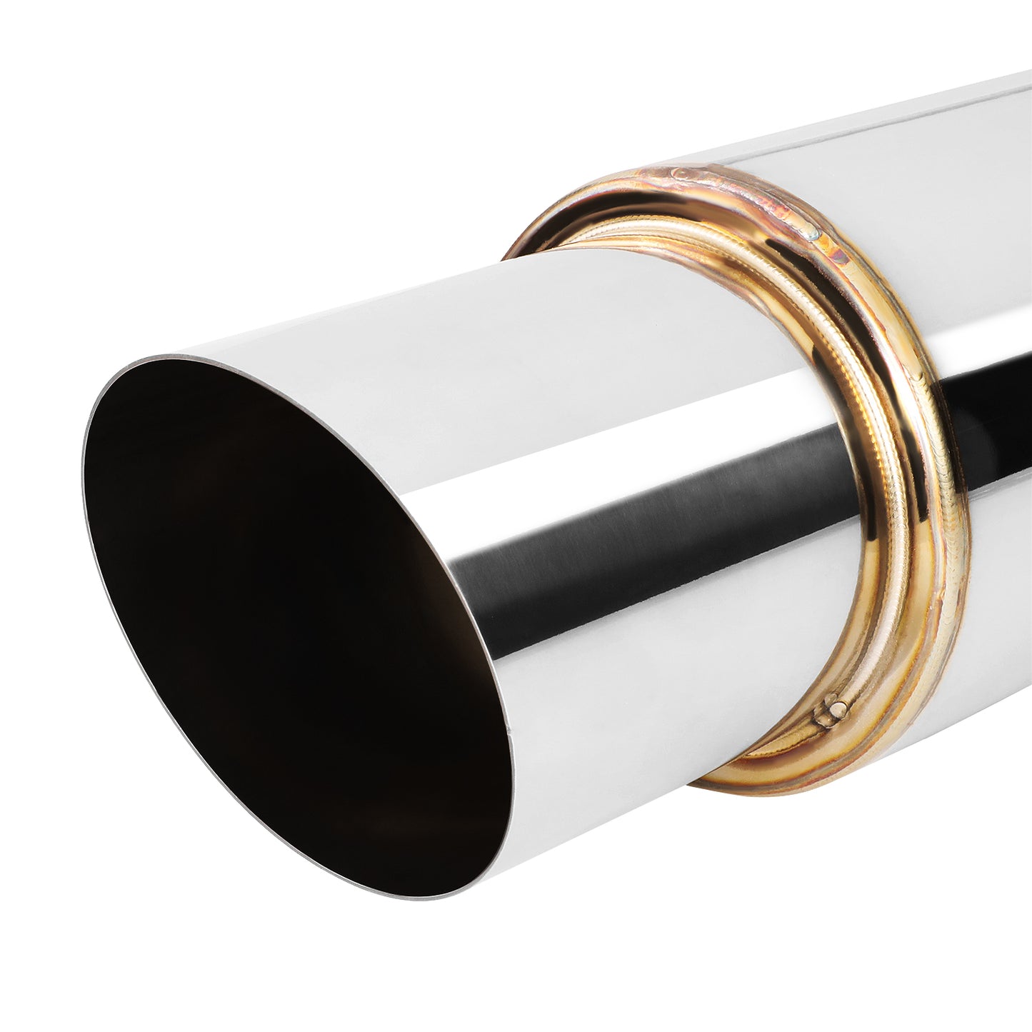 MOFLES RACING MUFFLER - TIP DIAMETER: 4.0"
TIP LENGTH: 4.3"
INLET DIAMETER: 2.5"
INLET LENGTH: 2.0"
BODY DIAMETER: 4.9"
BODY LENGTH: 12.2"
TOTAL LENGTH: 18.5" STRIGHT CUT / POLISHING