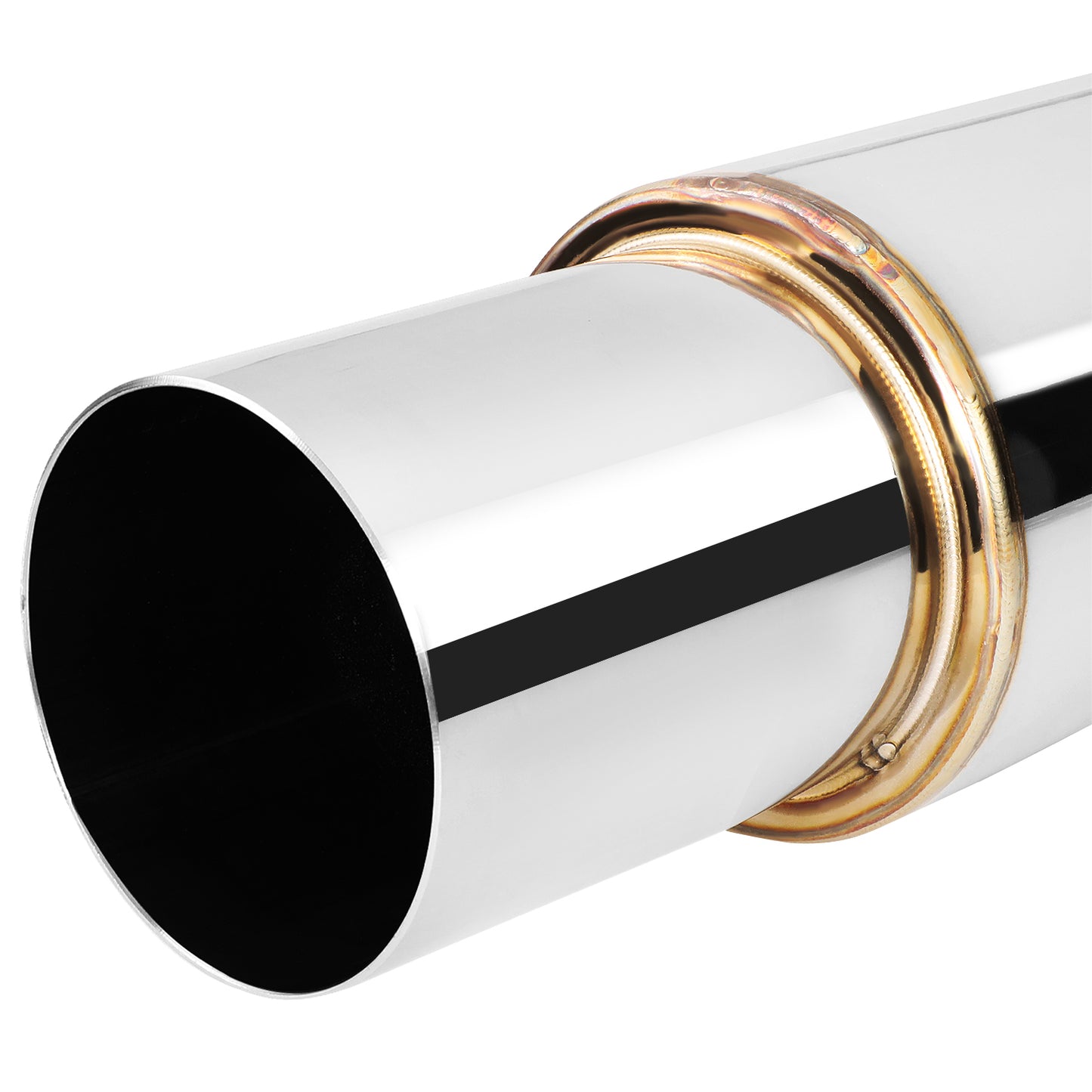 MOFLES RACING MUFFLER - TIP DIAMETER: 4.0"
TIP LENGTH: 4.3"
INLET DIAMETER: 2.5"
INLET LENGTH: 2.0"
BODY DIAMETER: 4.9"
BODY LENGTH: 12.2"
TOTAL LENGTH: 18.5" ROUND CUT / POLISHING