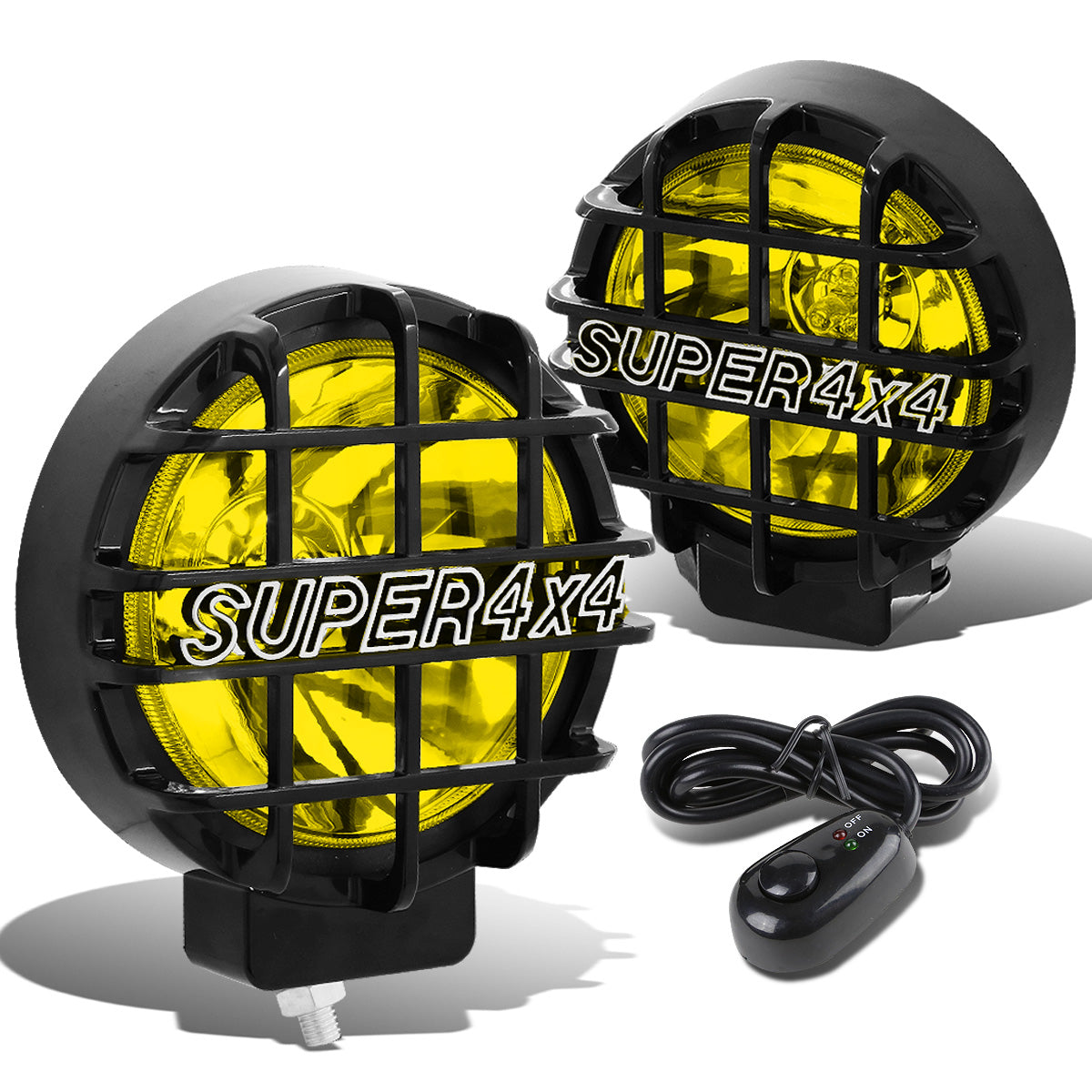 FAROS DE NIEBLA UNIVERSAL - ROUND - 6 INCH SUPER 4X4 - W/ SWITCH - H3 BULB - AMBER / BLACK