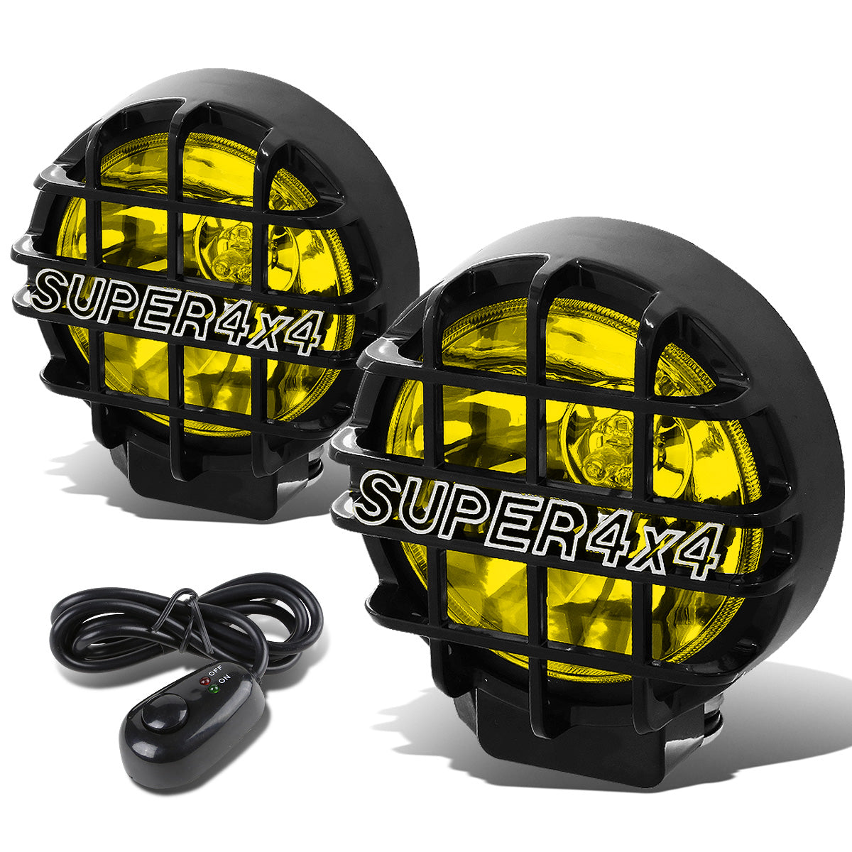 FAROS DE NIEBLA UNIVERSAL - ROUND - 6 INCH SUPER 4X4 - W/ SWITCH - H3 BULB - AMBER / BLACK