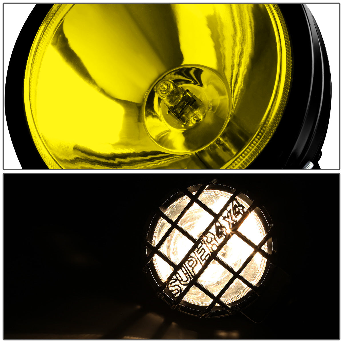 FAROS DE NIEBLA UNIVERSAL - ROUND - 6 INCH SUPER 4X4 - W/ SWITCH - H3 BULB - AMBER / BLACK