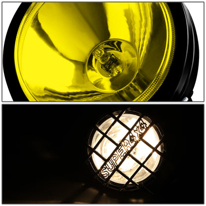 FAROS DE NIEBLA UNIVERSAL - ROUND - 6 INCH SUPER 4X4 - W/ SWITCH - H3 BULB - AMBER / BLACK