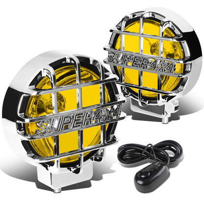 FAROS DE NIEBLA UNIVERSAL - ROUND - 6 INCH SUPER 4X4 - W/ SWITCH - H3 BULB - AMBER / CHROME