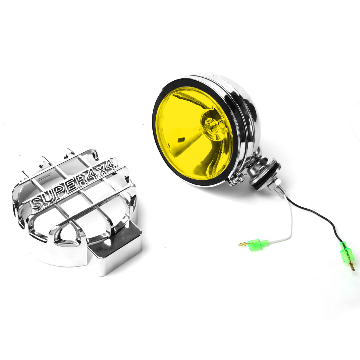 FAROS DE NIEBLA UNIVERSAL - ROUND - 6 INCH SUPER 4X4 - W/ SWITCH - H3 BULB - AMBER / CHROME